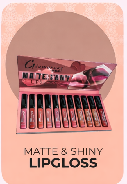 Glamorous Matte & Shiny Lipgloss Set – Long Lasting, Highly Pigmented Collection