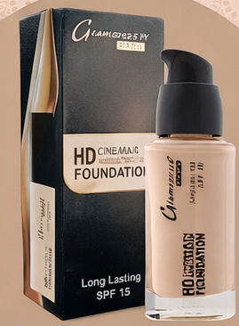 Glamorous HD Cinema & TV Sweat Proof Foundation SPF 15 – Long Lasting, 11 Shades (GF-7822)